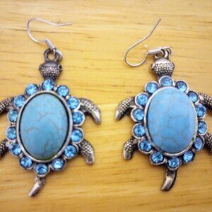 Vintage Blue Turtle Earrings